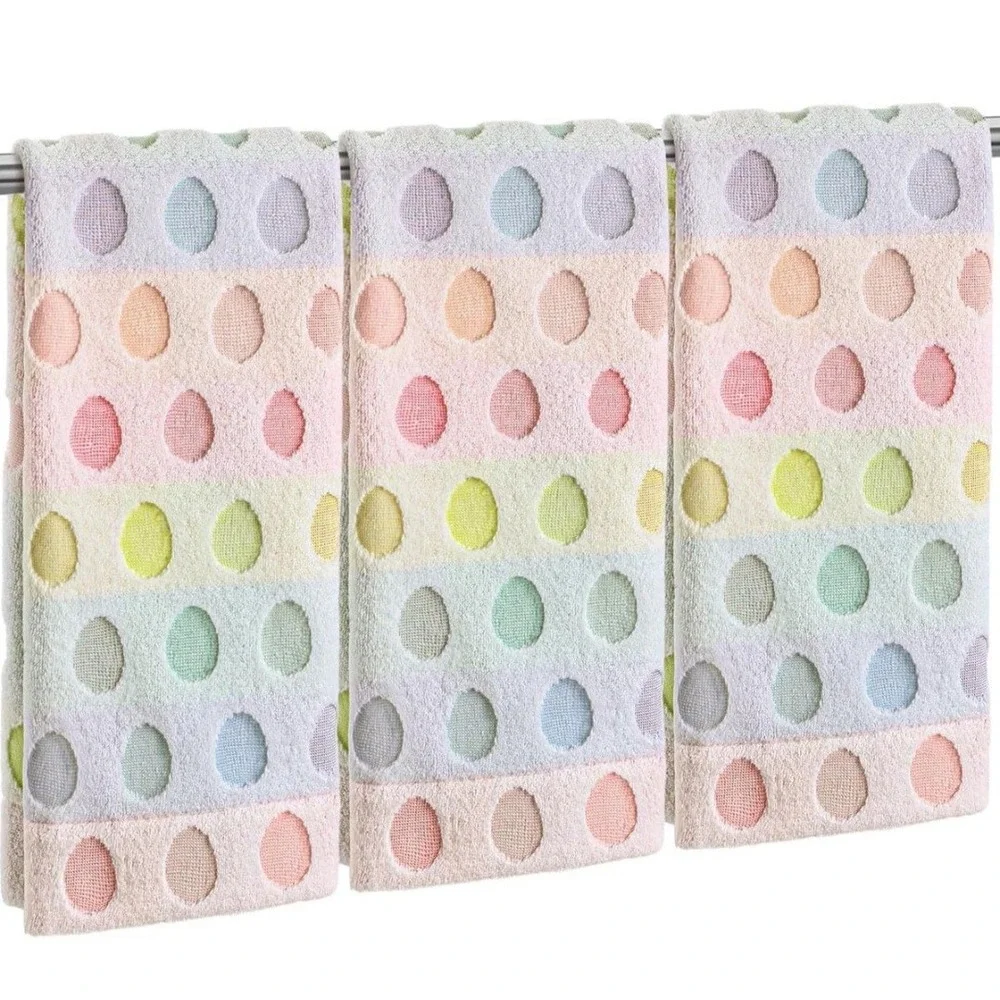 3 PCS Easter Hand Towel Bathroom Bunny Egg Rabbit 100% Cotton 13.4x30 Inch